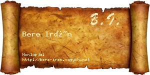 Bere Irén névjegykártya